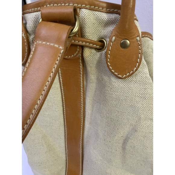 Vintage Polo Ralph Lauren Leather Canvas Bucket Shoulder Bag Travel Backpack - Picture 11 of 12